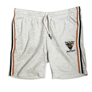 Hurley Light Gray Surf Club Athletic Shorts with Tan & Black Stripes